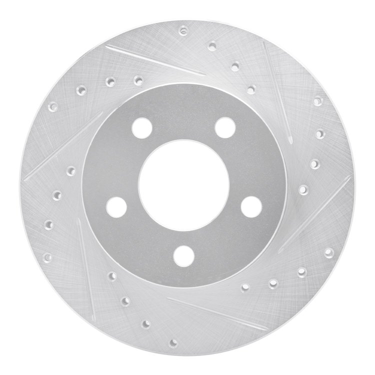 631-54144R Drilled/Slotted Brake Rotor [Silver], 1995-2002 Ford/Lincoln/Mercury/Mazda, Position: Front Right