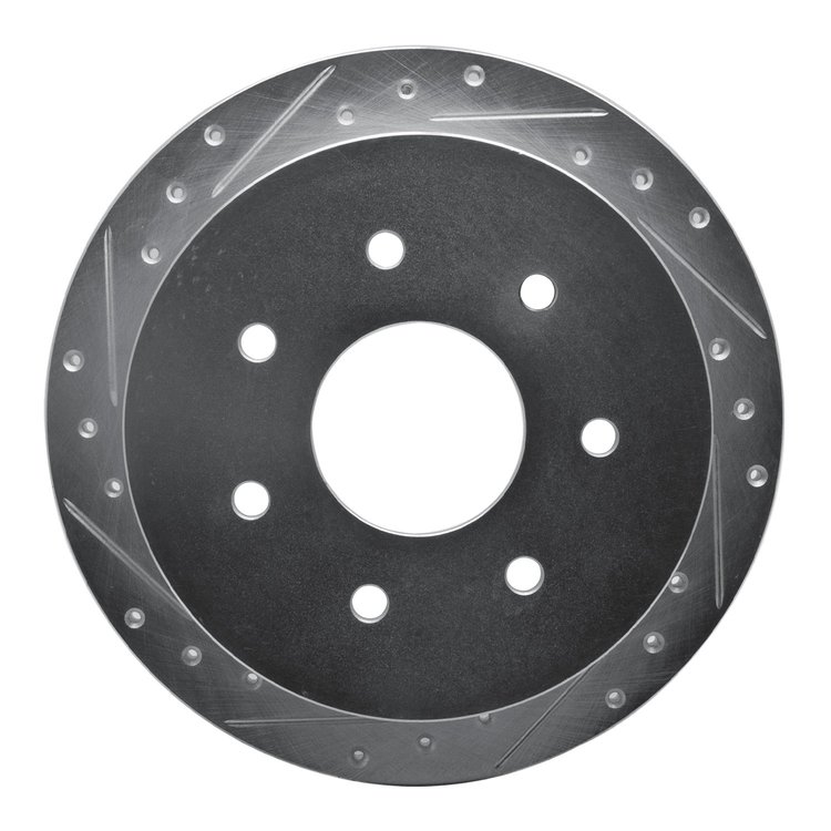 631-54151L Drilled/Slotted Brake Rotor [Silver], 1997-2004 Ford/Lincoln/Mercury/Mazda, Position: Rear Left