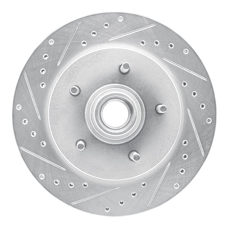 631-54153L Drilled/Slotted Brake Rotor [Silver], 1997-2000 Ford/Lincoln/Mercury/Mazda, Position: Front Left