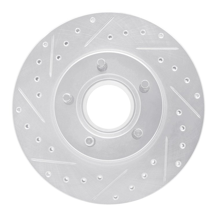 631-54156L Drilled/Slotted Brake Rotor [Silver], 1995-1997 Ford/Lincoln/Mercury/Mazda, Position: Front Left