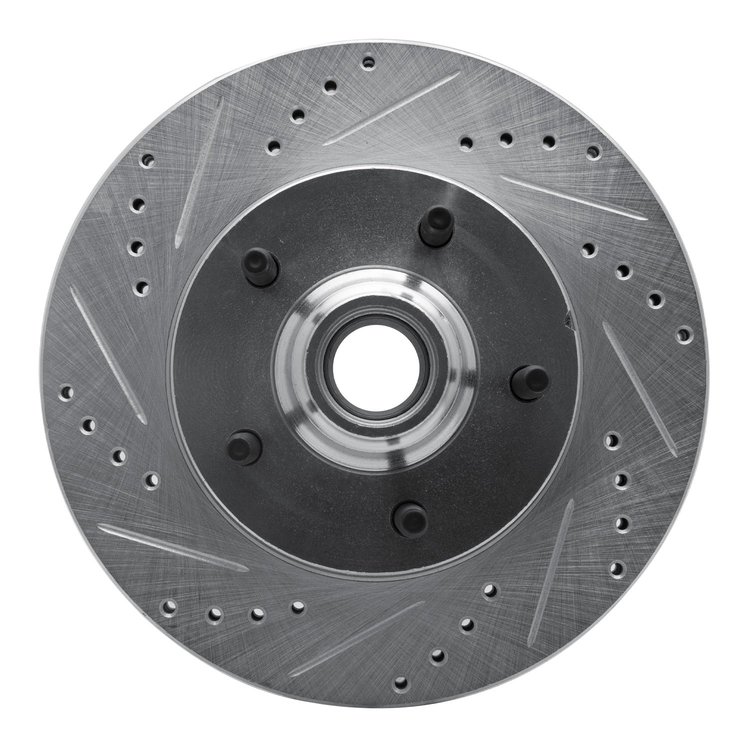631-54169L Drilled/Slotted Brake Rotor [Silver], 2000-2004 Ford/Lincoln/Mercury/Mazda, Position: Front Left