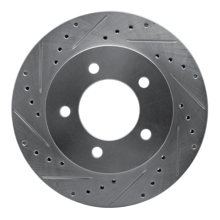 631-54176L Drilled/Slotted Brake Rotor [Silver], 1997-2002 Ford/Lincoln/Mercury/Mazda, Position: Front Left