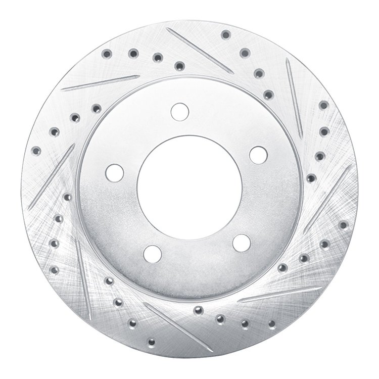 631-54176R Drilled/Slotted Brake Rotor [Silver], 1997-2002 Ford/Lincoln/Mercury/Mazda, Position: Front Right
