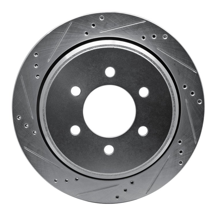 631-54181L Drilled/Slotted Brake Rotor [Silver], 2002-2006 Ford/Lincoln/Mercury/Mazda, Position: Rear Left
