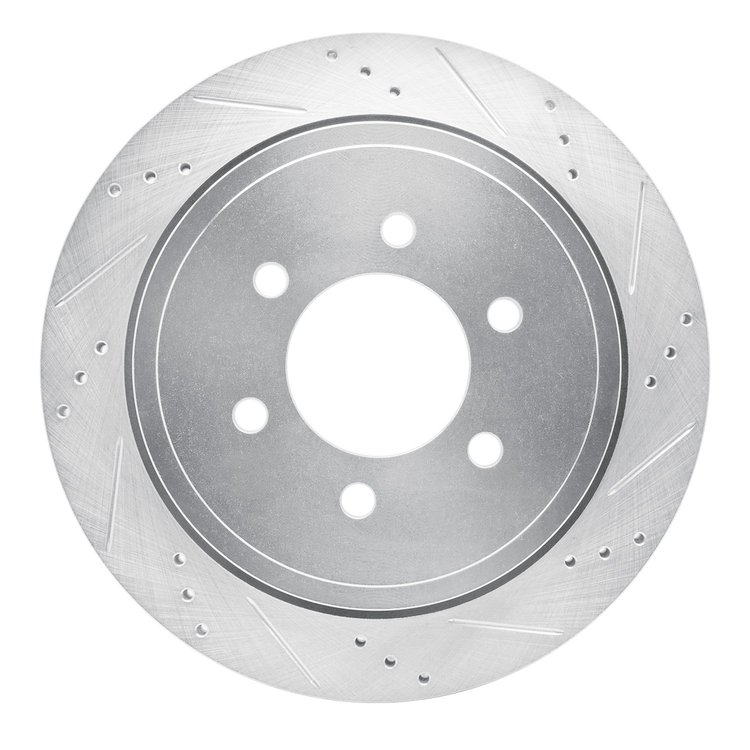 631-54181R Drilled/Slotted Brake Rotor [Silver], 2002-2006 Ford/Lincoln/Mercury/Mazda, Position: Rear Right