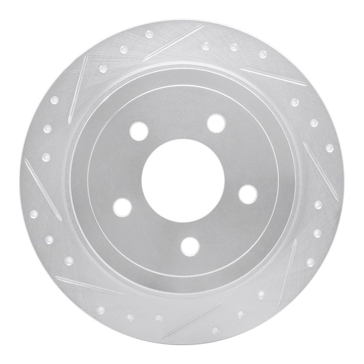 631-54182L Drilled/Slotted Brake Rotor [Silver], 2003-2005 Ford/Lincoln/Mercury/Mazda, Position: Rear Left