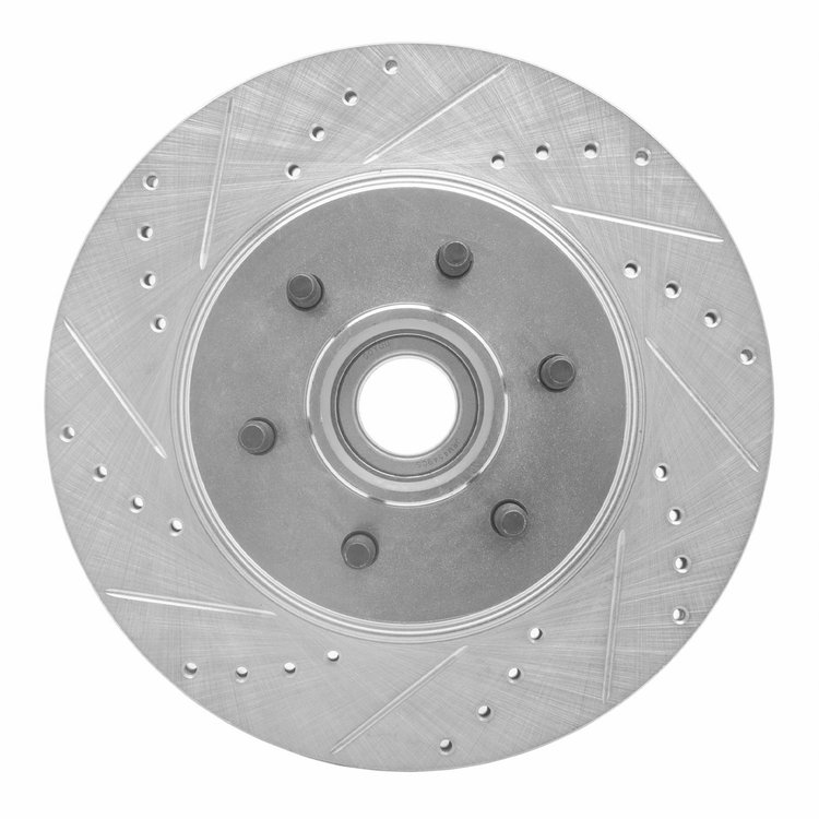 631-54184L Drilled/Slotted Brake Rotor [Silver], 2004-2008 Ford/Lincoln/Mercury/Mazda, Position: Front Left