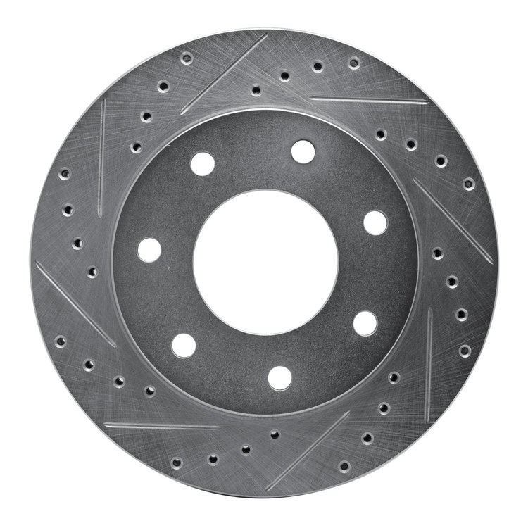 631-54185L Drilled/Slotted Brake Rotor [Silver], 2004-2008 Ford/Lincoln/Mercury/Mazda, Position: Front Left