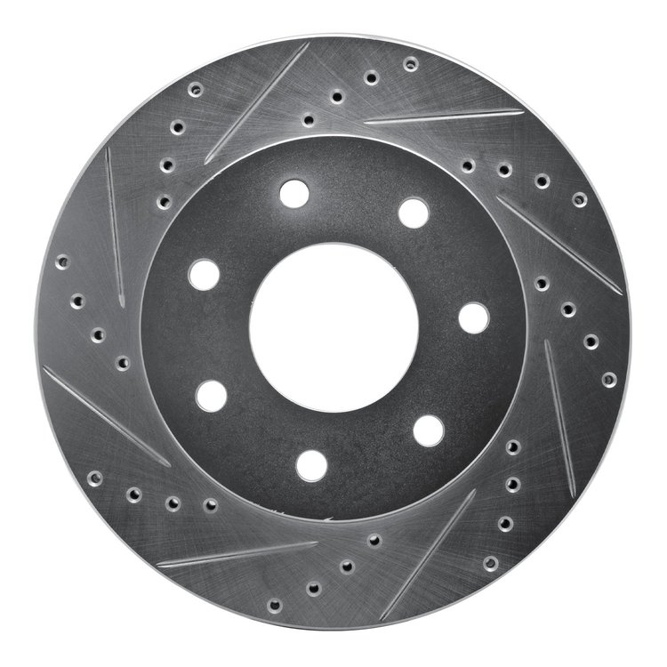 631-54187L Drilled/Slotted Brake Rotor [Silver], 2004-2008 Ford/Lincoln/Mercury/Mazda, Position: Front Left