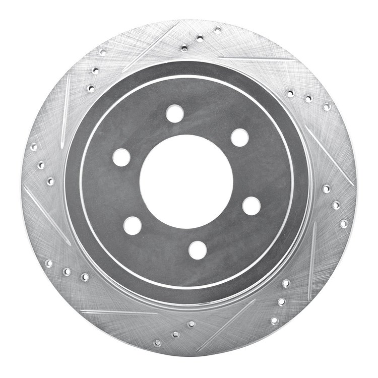 631-54188L Drilled/Slotted Brake Rotor [Silver], 2004-2011 Ford/Lincoln/Mercury/Mazda, Position: Rear Left