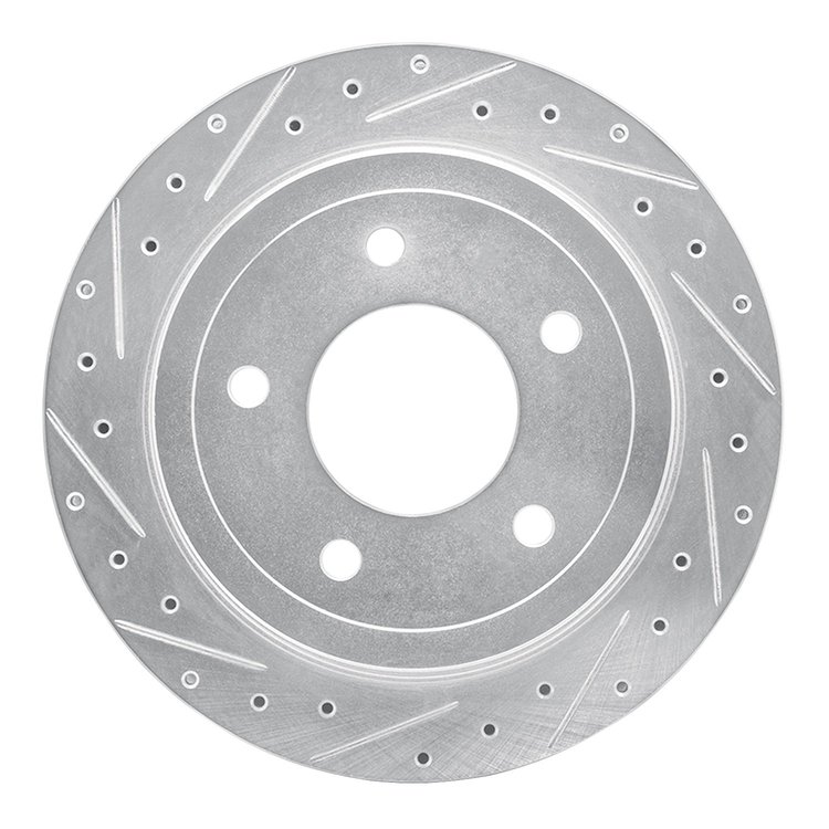 631-54192L Drilled/Slotted Brake Rotor [Silver], 2004-2006 Ford/Lincoln/Mercury/Mazda, Position: Rear Left