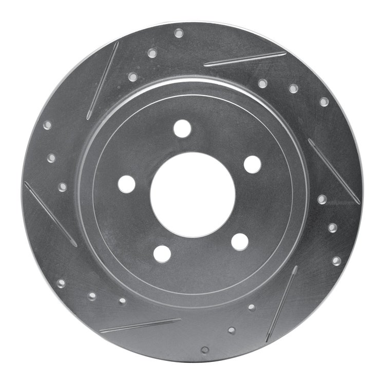 631-54194L Drilled/Slotted Brake Rotor [Silver], 2005-2008 Ford/Lincoln/Mercury/Mazda, Position: Rear Left