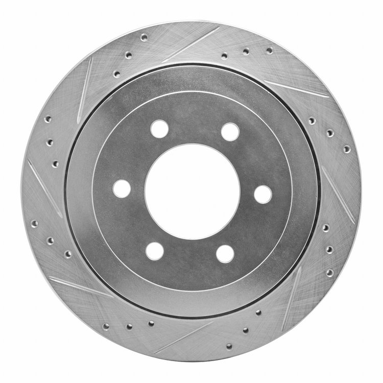 631-54205L Drilled/Slotted Brake Rotor [Silver], 2007-2017 Ford/Lincoln/Mercury/Mazda, Position: Rear Left