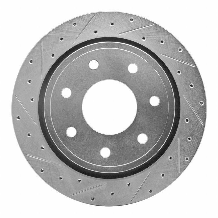 631-54218L Drilled/Slotted Brake Rotor [Silver], 2012-2014 Ford/Lincoln/Mercury/Mazda, Position: Rear Left