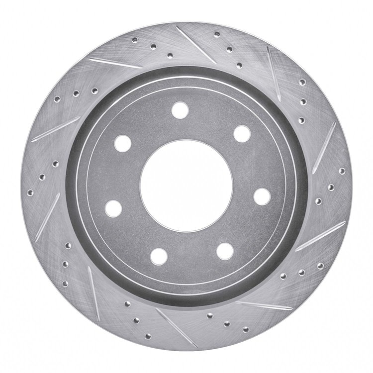 631-54218R Drilled/Slotted Brake Rotor [Silver], 2012-2014 Ford/Lincoln/Mercury/Mazda, Position: Rear Right