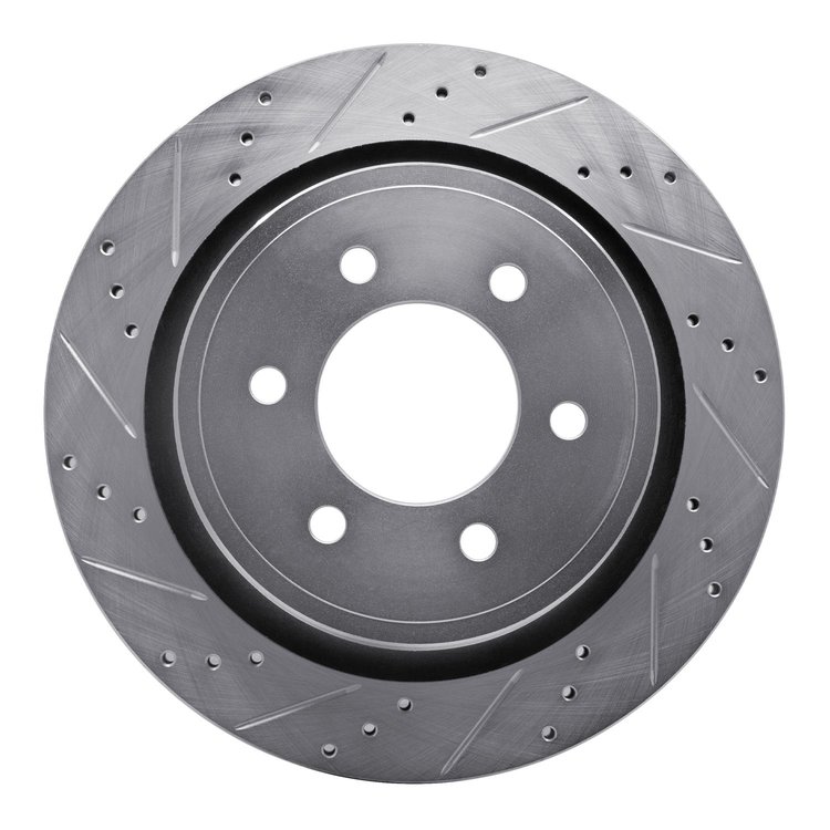 631-54220L Drilled/Slotted Brake Rotor [Silver], 2012-2020 Ford/Lincoln/Mercury/Mazda, Position: Rear Left