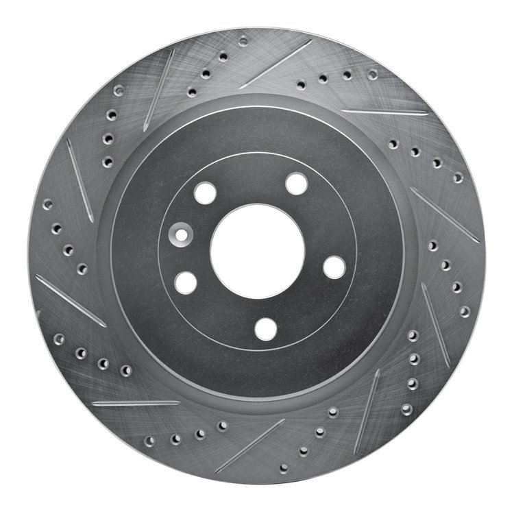 631-54222L Drilled/Slotted Brake Rotor [Silver], 2013-2019 Ford/Lincoln/Mercury/Mazda, Position: Rear Left