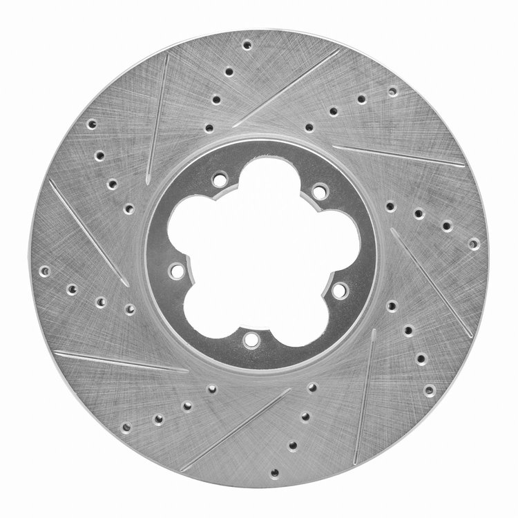 631-54232L Drilled/Slotted Brake Rotor [Silver], 2014-2019 Ford/Lincoln/Mercury/Mazda, Position: Front Left