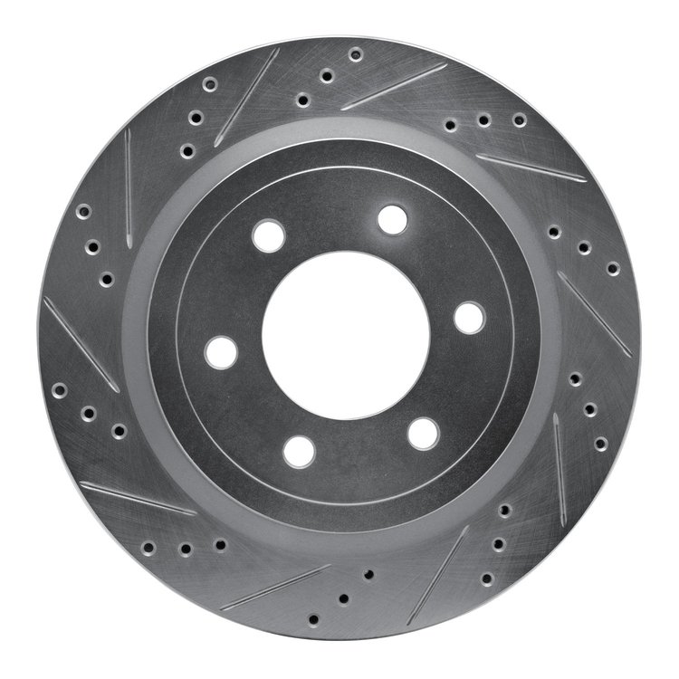 631-54267L Drilled/Slotted Brake Rotor [Silver], 2018-2021 Ford/Lincoln/Mercury/Mazda, Position: Rear Left
