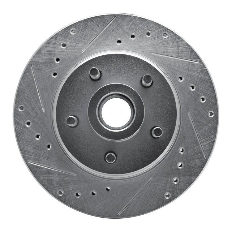 631-55000L Drilled/Slotted Brake Rotor [Silver], 1987-1992 Ford/Lincoln/Mercury/Mazda, Position: Front Left