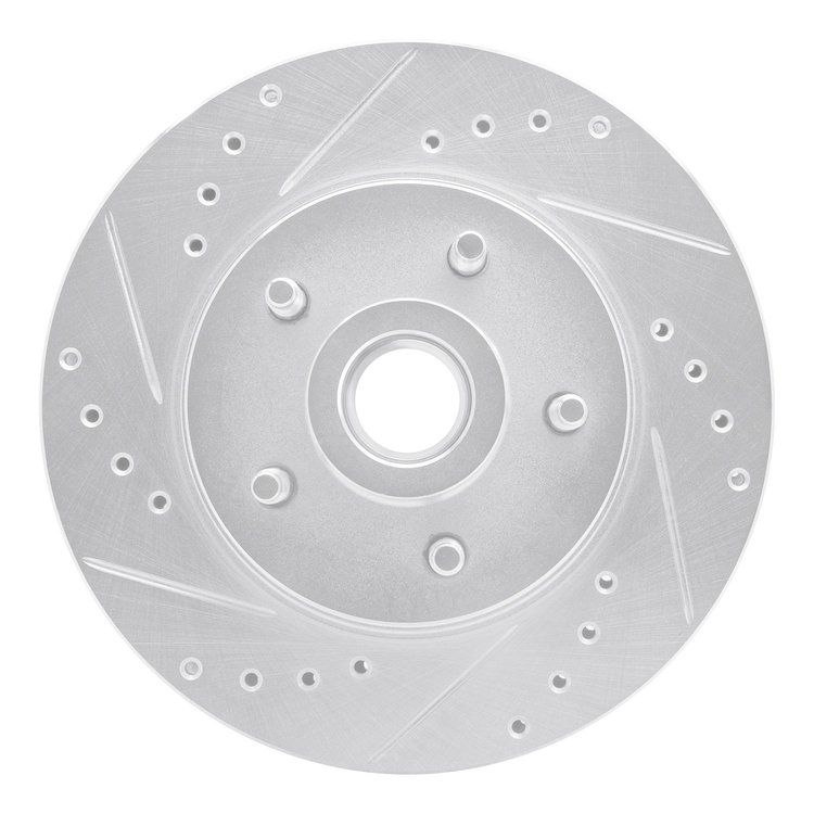 631-55001L Drilled/Slotted Brake Rotor [Silver], 1984-1987 Ford/Lincoln/Mercury/Mazda, Position: Front Left