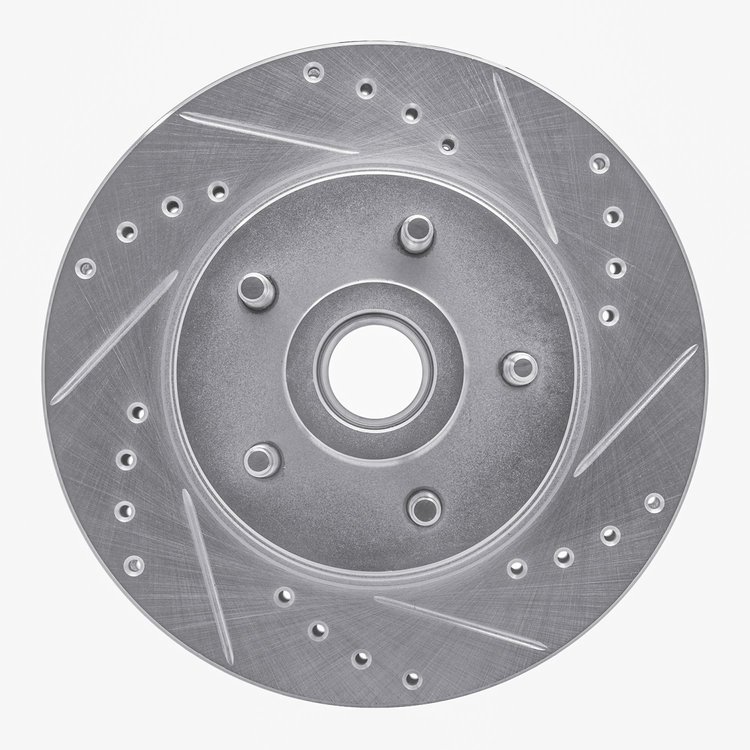 631-55001R Drilled/Slotted Brake Rotor [Silver], 1984-1987 Ford/Lincoln/Mercury/Mazda, Position: Front Right