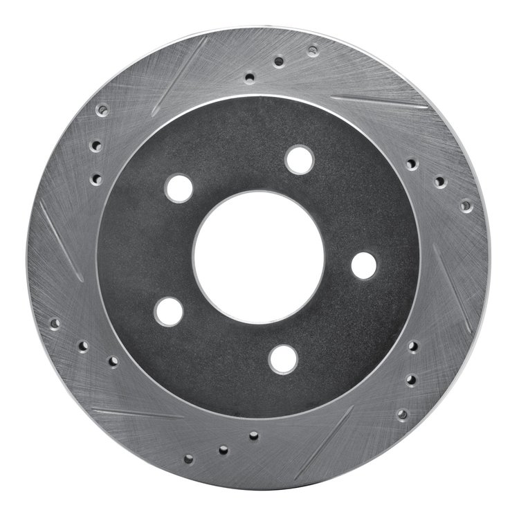 631-55002L Drilled/Slotted Brake Rotor [Silver], 1991-1992 Ford/Lincoln/Mercury/Mazda, Position: Rear Left