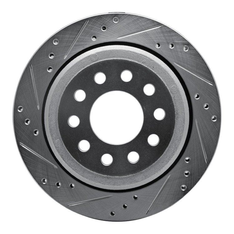 631-55003L Drilled/Slotted Brake Rotor [Silver], 2003-2011 Ford/Lincoln/Mercury/Mazda, Position: Rear Left