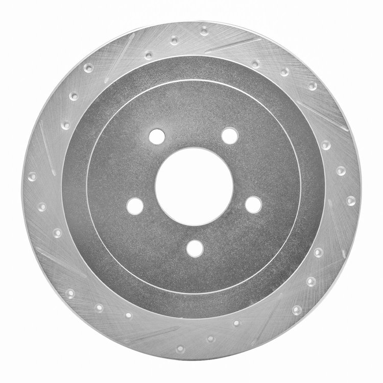 631-55004L Drilled/Slotted Brake Rotor [Silver], 2003-2011 Ford/Lincoln/Mercury/Mazda, Position: Rear Left