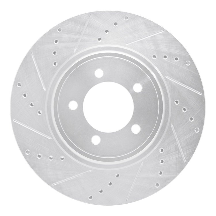 631-55007L Drilled/Slotted Brake Rotor [Silver], 2003-2005 Ford/Lincoln/Mercury/Mazda, Position: Front Left