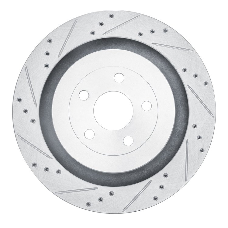 631-55010L Drilled/Slotted Brake Rotor [Silver], Fits Select Ford/Lincoln/Mercury/Mazda, Position: Rear Left