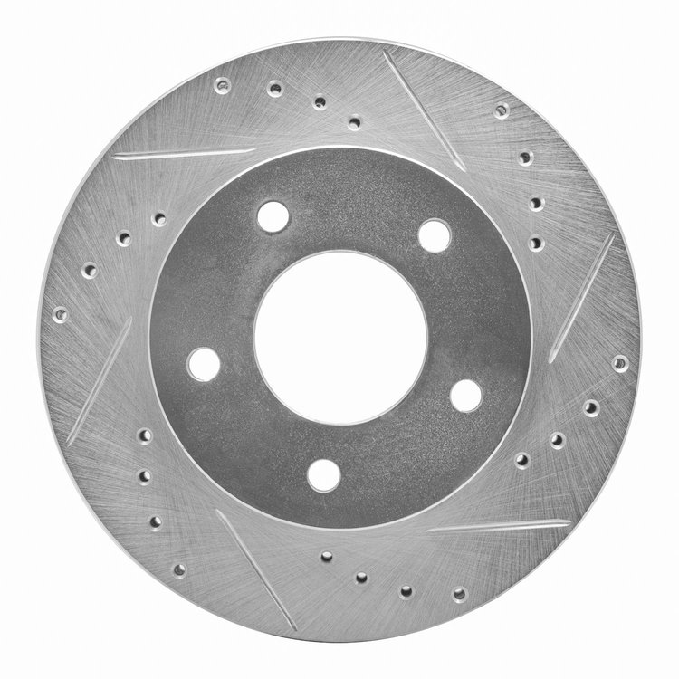 631-56007D Drilled/Slotted Brake Rotor [Silver], 1975-1979 Ford/Lincoln/Mercury/Mazda, Position: Rear Left