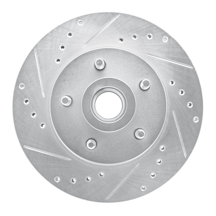 631-56008L Drilled/Slotted Brake Rotor [Silver], 1979-1991 Ford/Lincoln/Mercury/Mazda, Position: Front Left