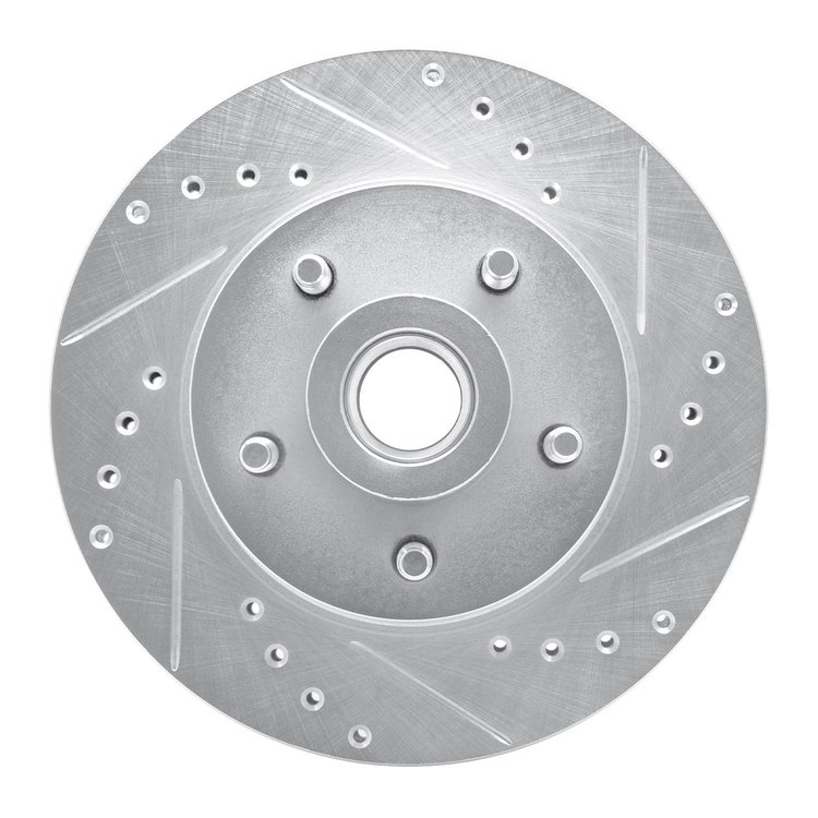 631-56008R Drilled/Slotted Brake Rotor [Silver], 1979-1991 Ford/Lincoln/Mercury/Mazda, Position: Front Right