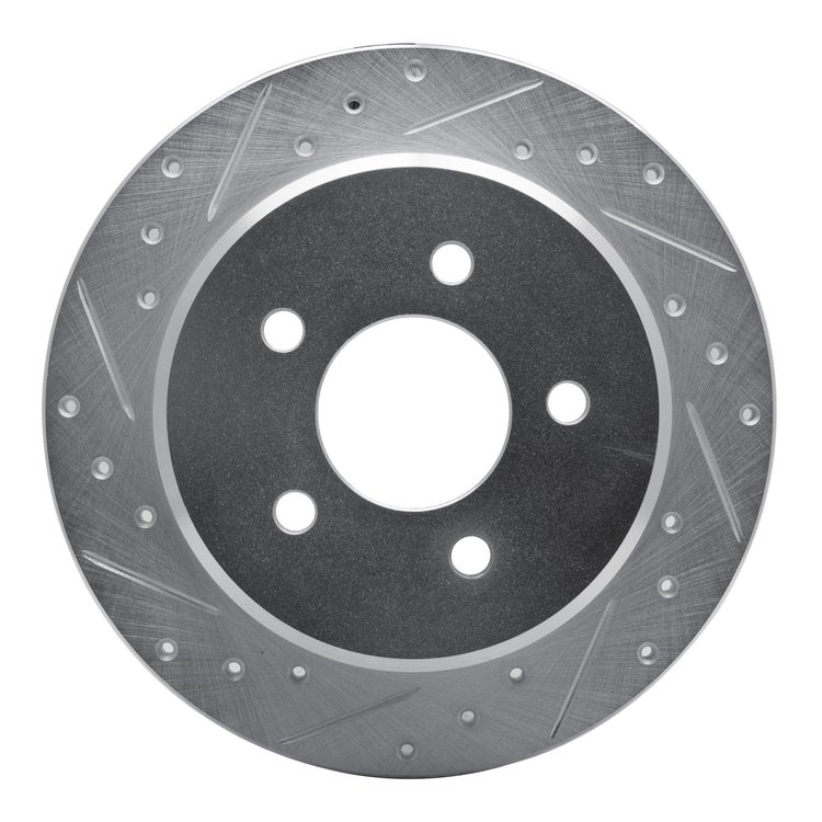631-56010L Drilled/Slotted Brake Rotor [Silver], 1991-1995 Ford/Lincoln/Mercury/Mazda, Position: Rear Left