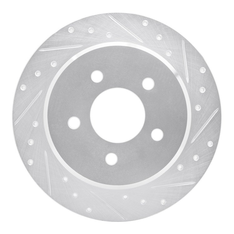 631-56010R Drilled/Slotted Brake Rotor [Silver], 1991-1995 Ford/Lincoln/Mercury/Mazda, Position: Rear Right
