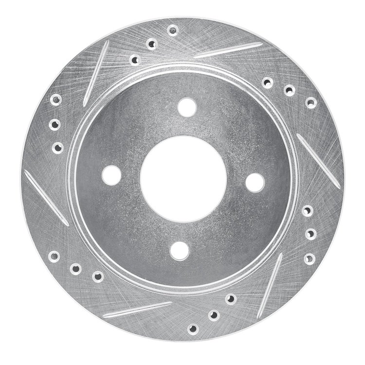 631-56014L Drilled/Slotted Brake Rotor [Silver], 1995-2002 Ford/Lincoln/Mercury/Mazda, Position: Rear Left