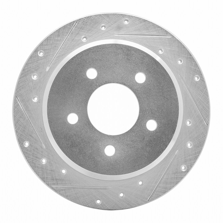 631-56015L Drilled/Slotted Brake Rotor [Silver], 1996-2002 Ford/Lincoln/Mercury/Mazda, Position: Rear Left