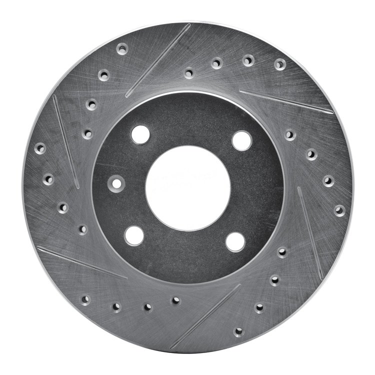631-57000L Drilled/Slotted Brake Rotor [Silver], 1985-1989 Ford/Lincoln/Mercury/Mazda, Position: Front Left