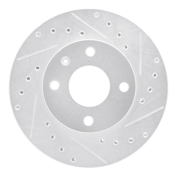 631-57000R Drilled/Slotted Brake Rotor [Silver], 1985-1989 Ford/Lincoln/Mercury/Mazda, Position: Front Right
