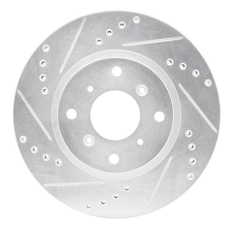 631-58003L Drilled/Slotted Brake Rotor [Silver], 1987-1990 Acura/Honda, Position: Front Left