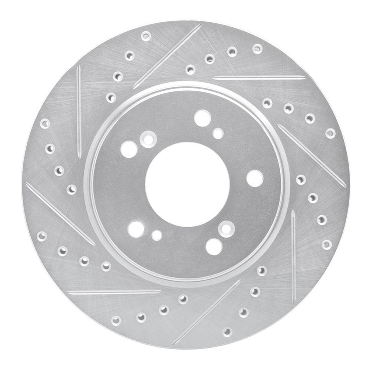 631-58004L Drilled/Slotted Brake Rotor [Silver], 1991-1996 Acura/Honda, Position: Front Left