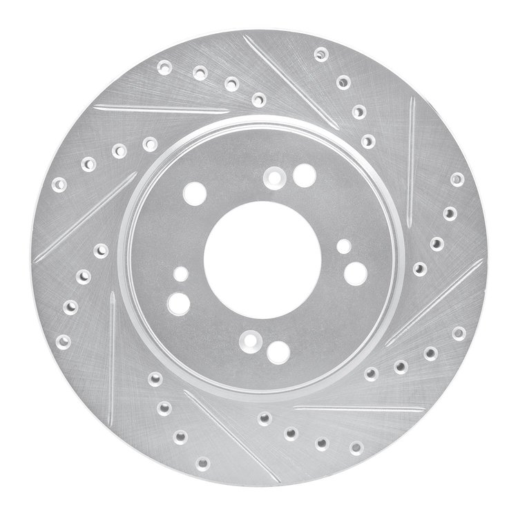 631-58004R Drilled/Slotted Brake Rotor [Silver], 1991-1996 Acura/Honda, Position: Front Right