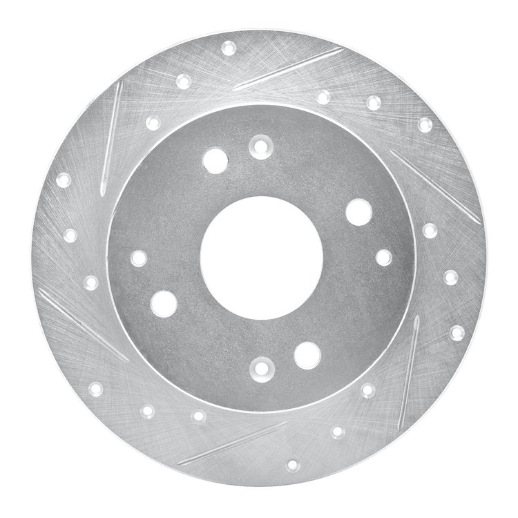 631-58007L Drilled/Slotted Brake Rotor [Silver], 1992-1994 Acura/Honda, Position: Rear Left