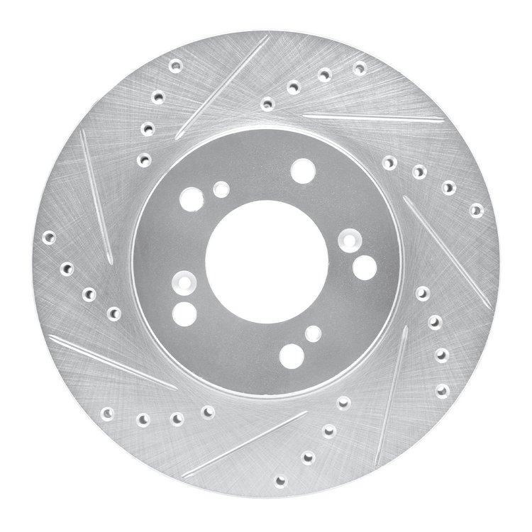 631-58008L Drilled/Slotted Brake Rotor [Silver], 1993-1995 Acura/Honda, Position: Front Left