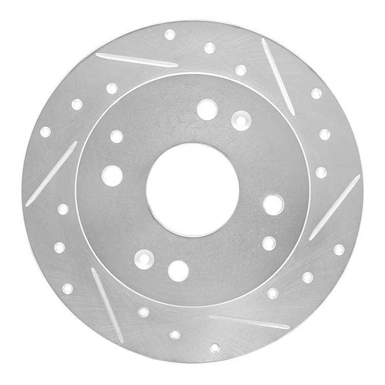631-58009R Drilled/Slotted Brake Rotor [Silver], 1995-1998 Acura/Honda, Position: Rear Right