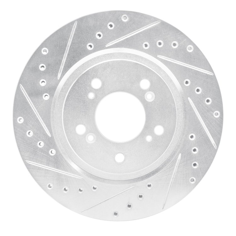 631-58011L Drilled/Slotted Brake Rotor [Silver], 1997-2005 Acura/Honda, Position: Front Left