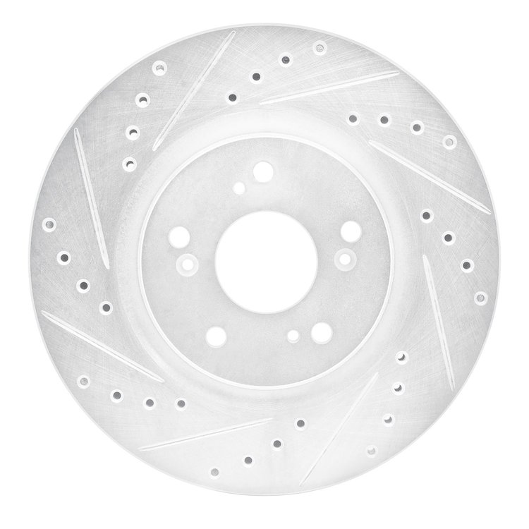 631-58012L Drilled/Slotted Brake Rotor [Silver], 1997-2005 Acura/Honda, Position: Rear Left