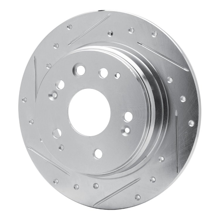 631-58014L Drilled/Slotted Brake Rotor [Silver], 1999-2003 Acura/Honda, Position: Rear Left