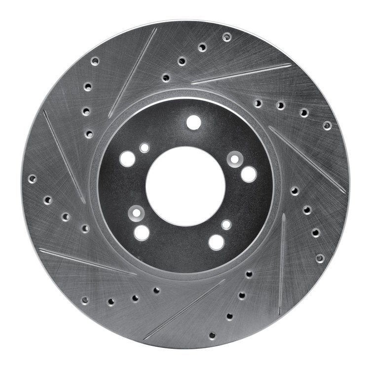 631-58015L Drilled/Slotted Brake Rotor [Silver], 1999-2004 Acura/Honda, Position: Front Left